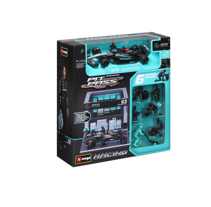 Bburago 1:43 2024 F1 Mclaren MCL38 Casa de Box DIY Modelo em Miniatura de Carro de Liga Fundida Ferrari SF24/Benz W15/Red Bull RB20 Brinquedos Infantis