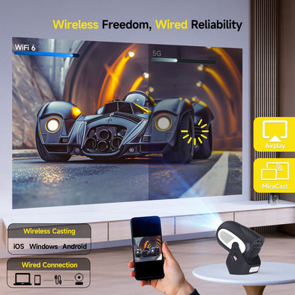 Magcubic HY300 X 4K 720P Android 11 Projetor com Foco Elétrico 300Ansi Wifi6 BT5.0 Projetor Portátil Som HIFI para Casa e Ar Livre