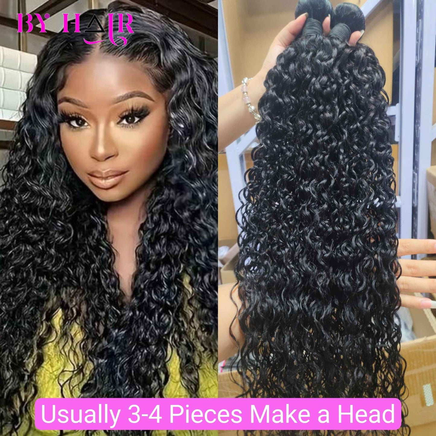 Cabelo Humano Ondulado 12A, Tecer Cacheado Brasileiro Molhado e Ondulado, Cabelo Remy Preto Natural, Extensões de Cabelo 100% Humano