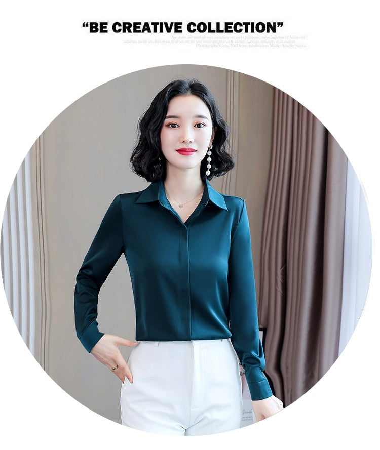 Women Silk Office Shirt 2025 Fashion Long Sleeve Casual Female Tops Elegant Ladies Vintage White Satin Blouses Shirts Oversized