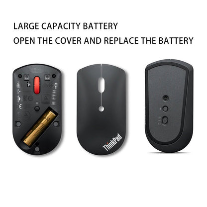 Mouse Sem Fio Lenovo ThinkPad Wireless Mouse 4Y50X88822 Mouse Dual Bluetooth Mouse de Escritório Mouse Laser Preto Mouse Ergonômico Mouse para Notebook