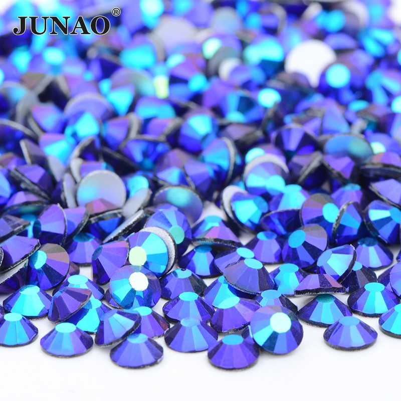 JUNAO Wholesale SS6 SS10 SS12 SS16 SS20 SS30 Flatback Glass Rhinestones Clear Cr