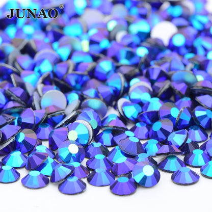 JUNAO Wholesale SS6 SS10 SS12 SS16 SS20 SS30 Flatback Glass Rhinestones Clear Cr