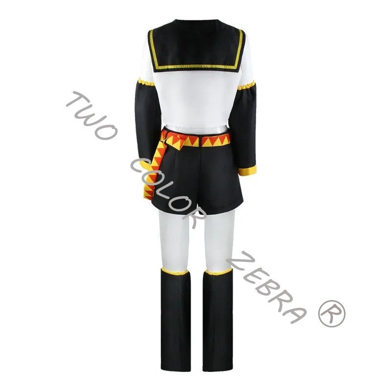 Vocaloid Kagamine Rin Len Cosplay Costume Sailor Uniform Full Set With Yellow Wig For Halloween Christmas Comic Party
