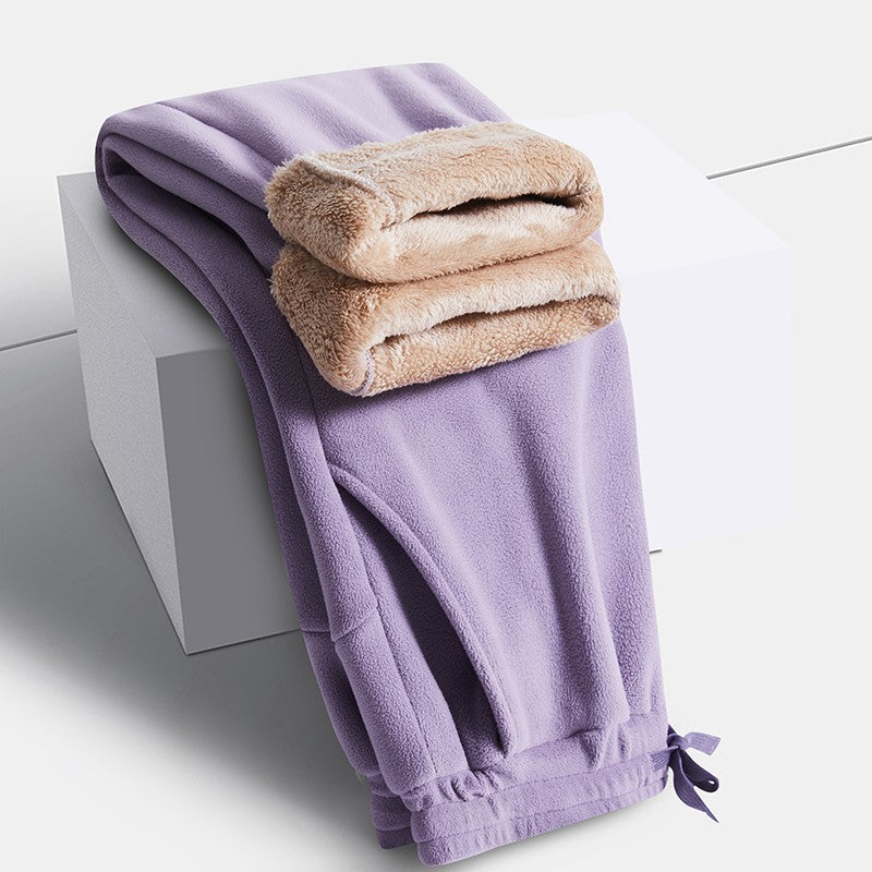 YJKVUR Unisex 2025 Winter New Oversize Pants Men Women Warm Fleece Liner Drawstring Trousers Casual Comfortable Gym Sweatpants