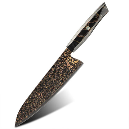 Conjunto de facas de aço Damasco japonês 37 camadas com cobre VG10, facas de cozinha, chef, bife, multiuso, frutas, para descascar, com cabo de resina de malha