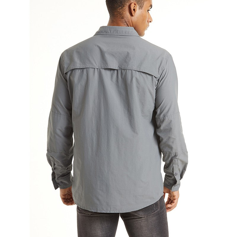 TACVASEN Summer Cargo Shirts Men's Mesh Breathable Long Sleeve Multi-Pockets Work Shirts Quick Dry Hiking Fishing Shirt Outdoor
