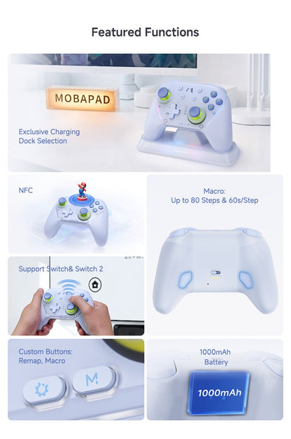 MOBAPAD Chitu 2 HD Pro Controller Silent Edition for Switch 2/1, TMR Glide Joysticks, HD Rumble, NFC,Silicone Button,6 Axis Gyro
