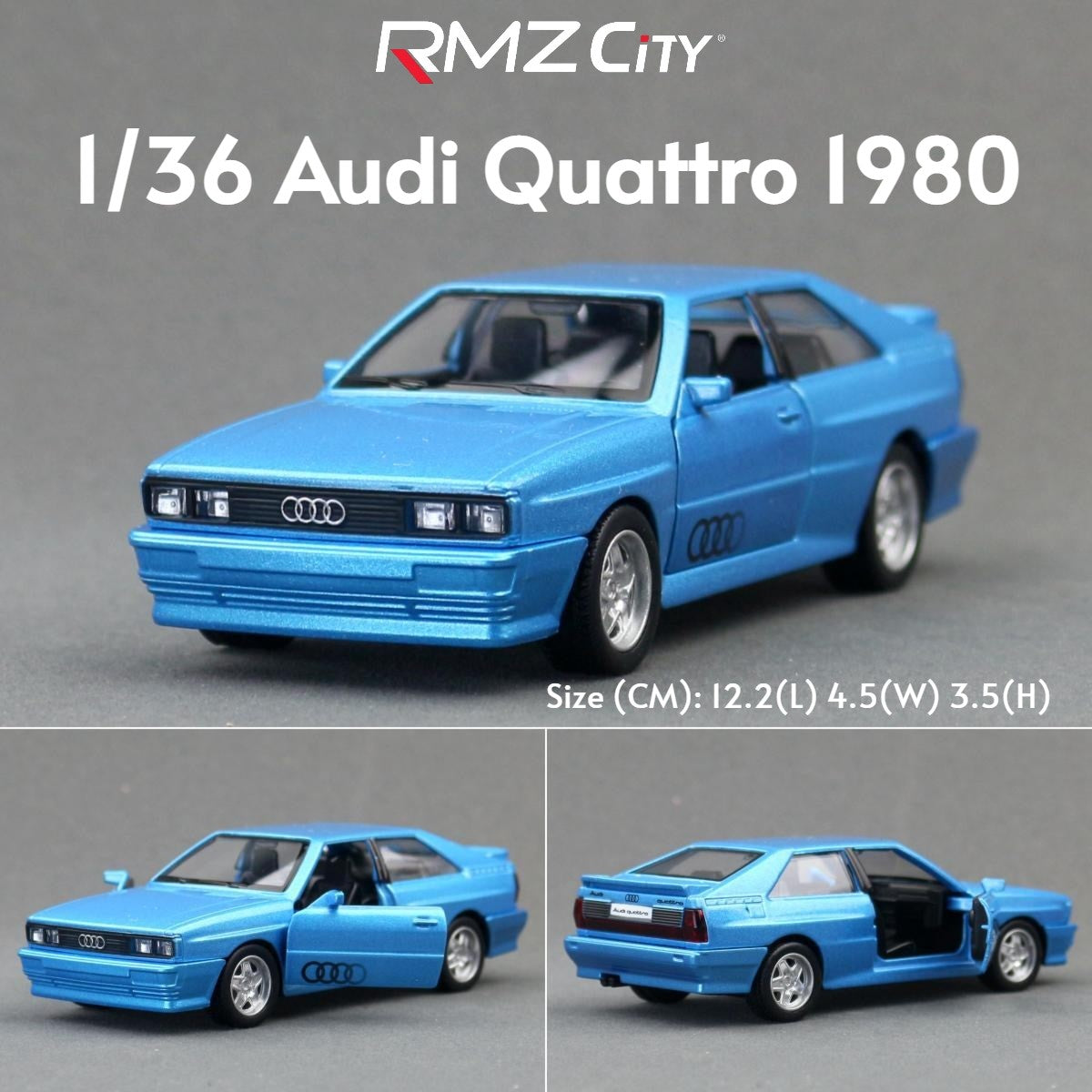 RMZ CiTY 1:36 Audi Quattro Carro Esportivo Clássico de Brinquedo Modelo de Metal Fundido Veículo de Corrida em Miniatura Coleção de Puxar para Trás Presente Para Crianças