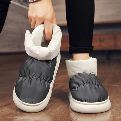 Outdoor Plush Warm Men's Snow Boots Winter Couple Cotton Shoes Down Non-Slip Waterproof Fashion Kids Shoes Slip on Soft Sneakers