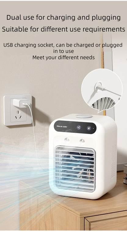 Ventilador USB de Mesa Tanque de Água Mini Climatizador Portátil Dispositivo de Resfriamento Pessoal Bateria de Lítio 1800mAh Ventilador de Baixa Tensão
