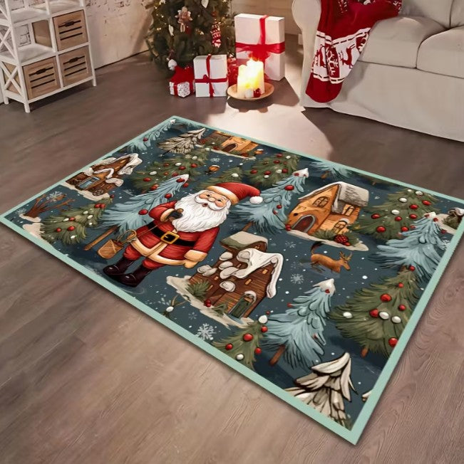 Santa Claus Christmas Carpet Indoor Door Mat Suitable for Living Room and Bedroom Holiday Decoration Holiday Home Decoration
