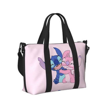 Custom Large SLilo And Stitch Cartoon Tote Bag Women Anime Shopping Shoulder Beach Gym Travel Bag
