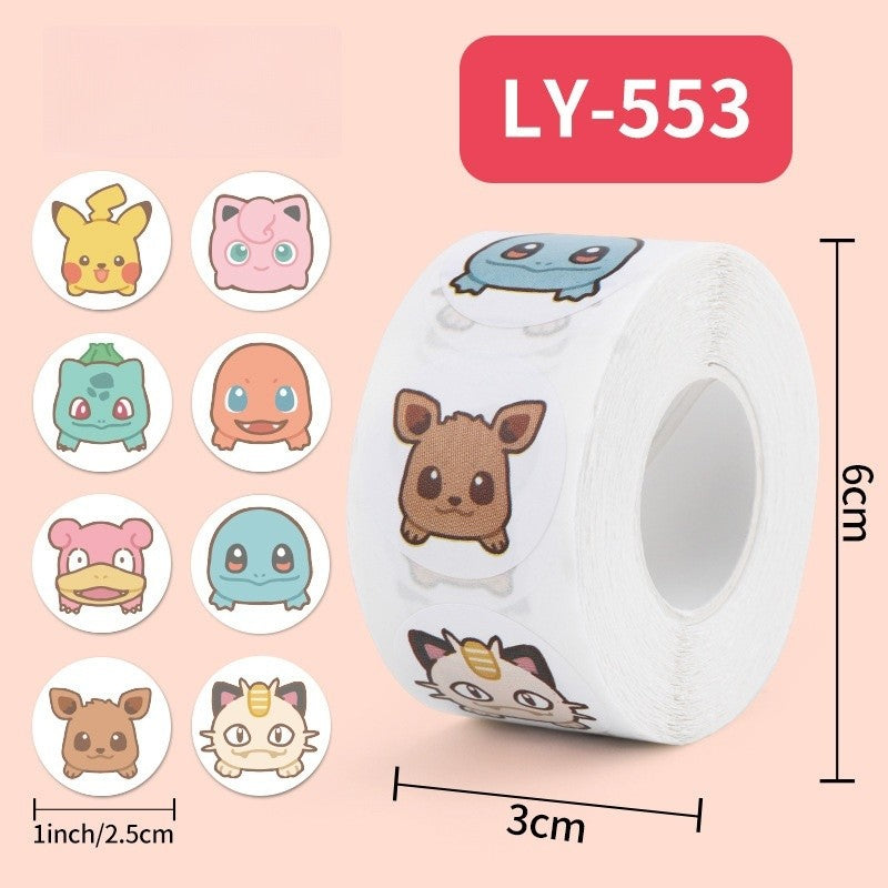 Pokemon, Stickers Decoration 500pcs/Roll Cute Cartoon Stickers Waterproof Stickers For DIY Scrapbooking, Envelope Sealing,