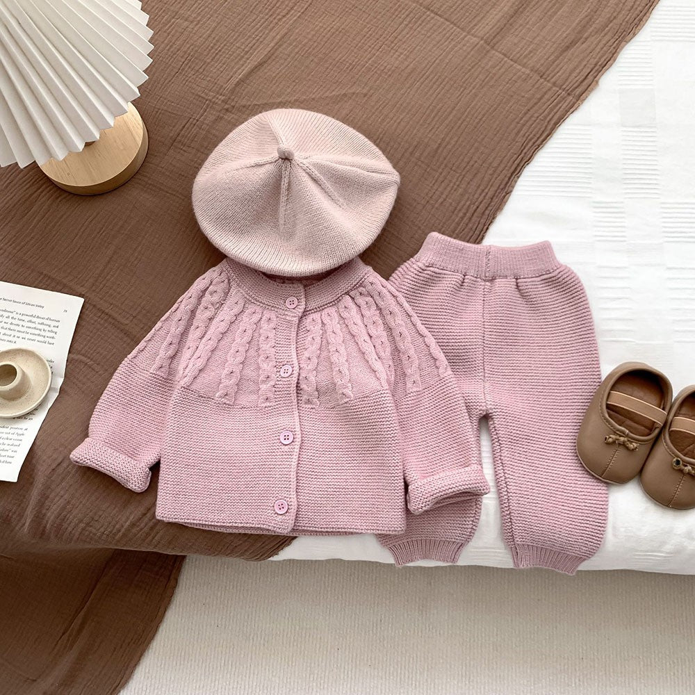 2Pcs Baby Girl Knitted Clothes Autumn Long Sleeve Sweater + Pant Toddler Boy Clothes Suit