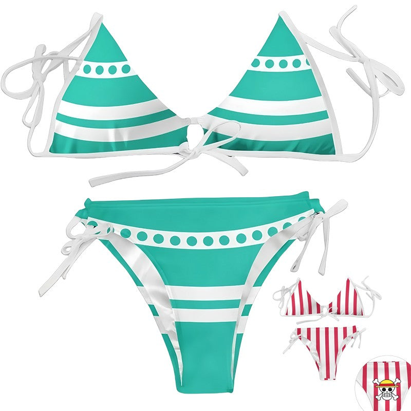 Anime Cartoon Printing Swimsuit Nami Bikini Nami Cosplay Costume Women Sexy Summer Swimwear Outfits Halloween Party Suit