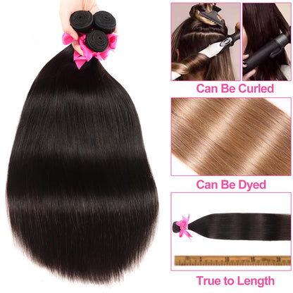 Cabelo Humano Liso em Trama 12A Cabelo Humano 4 Tufos Cabelo Liso 20 22 24 26 Polegadas Extensões de Cabelo Humano Brasileiro Virgem em Promoção