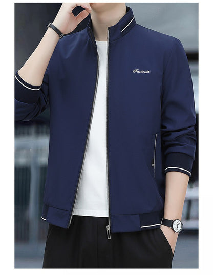 Spring Autumn New Men Lapel Jacket Coats Fashion Fabric Comfortable Breathable Sweat Absorption Comfortable Slim Version Coats