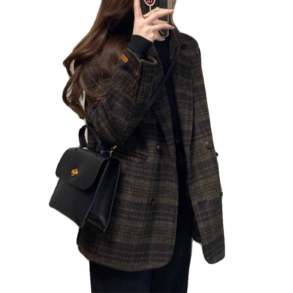 Temperament 2025 New Autumn Winter Women Woolen Suit Thick Coat Korean Style Wool Overcoat Female Office Lady Tops Female Jacket