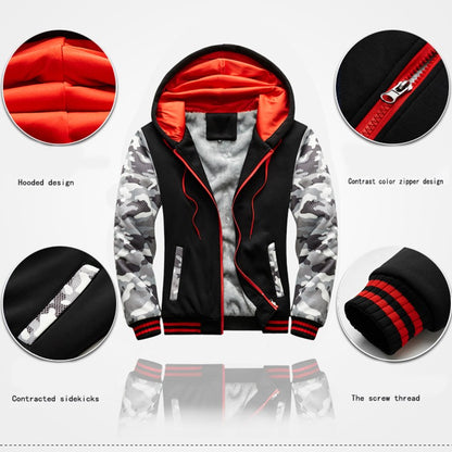 Winter Sports Jacket Pants Suits Men's Coats Trousers Sets Thicken Thermal Hoodies Set Camouflage Tracksuit Sweatshirts
