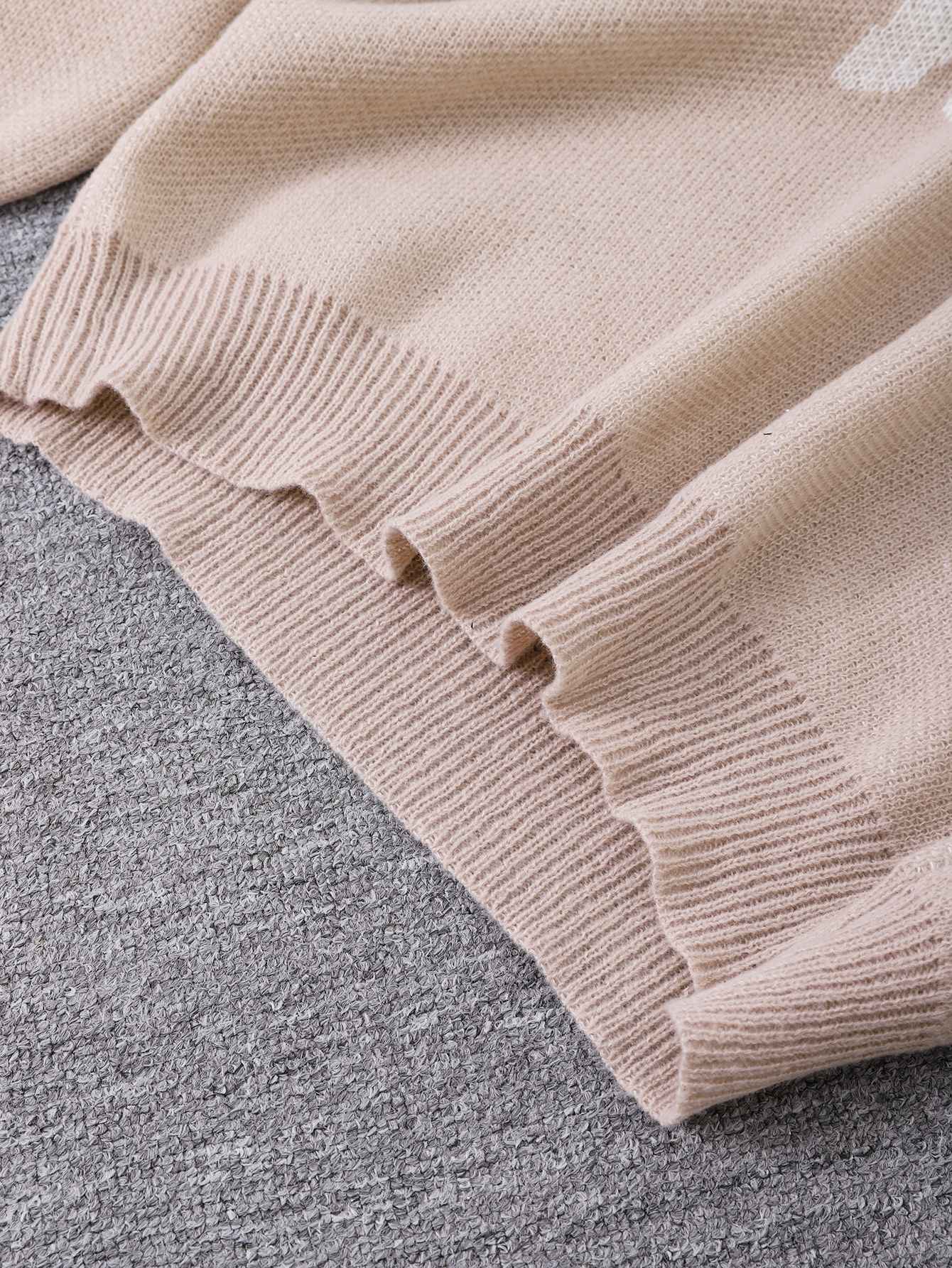 New Popular Spring Autumn Graffiti Jacquard Pattern Pullover Sweater Casual Round Neck Contrast Color Knitted Men's Pullover