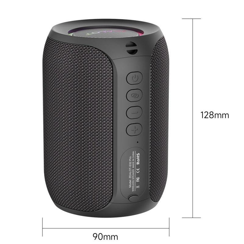 ZEALOT-S32PRO 15W Portable Bluetooth 5.2 Speaker Outdoor Waterproof Wireless TWS Mini Column Box Speaker Outdoor TF Card