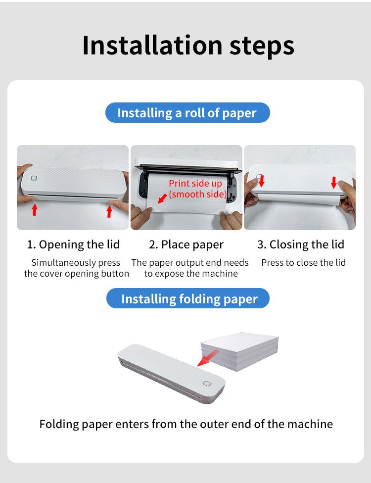 Impressora Térmica Portátil Sem Tinta A4 Bluetooth PDF Excel Word para Impressão de Documentos com Rolo de Papel para Trabalho de Escritório Casa Escola