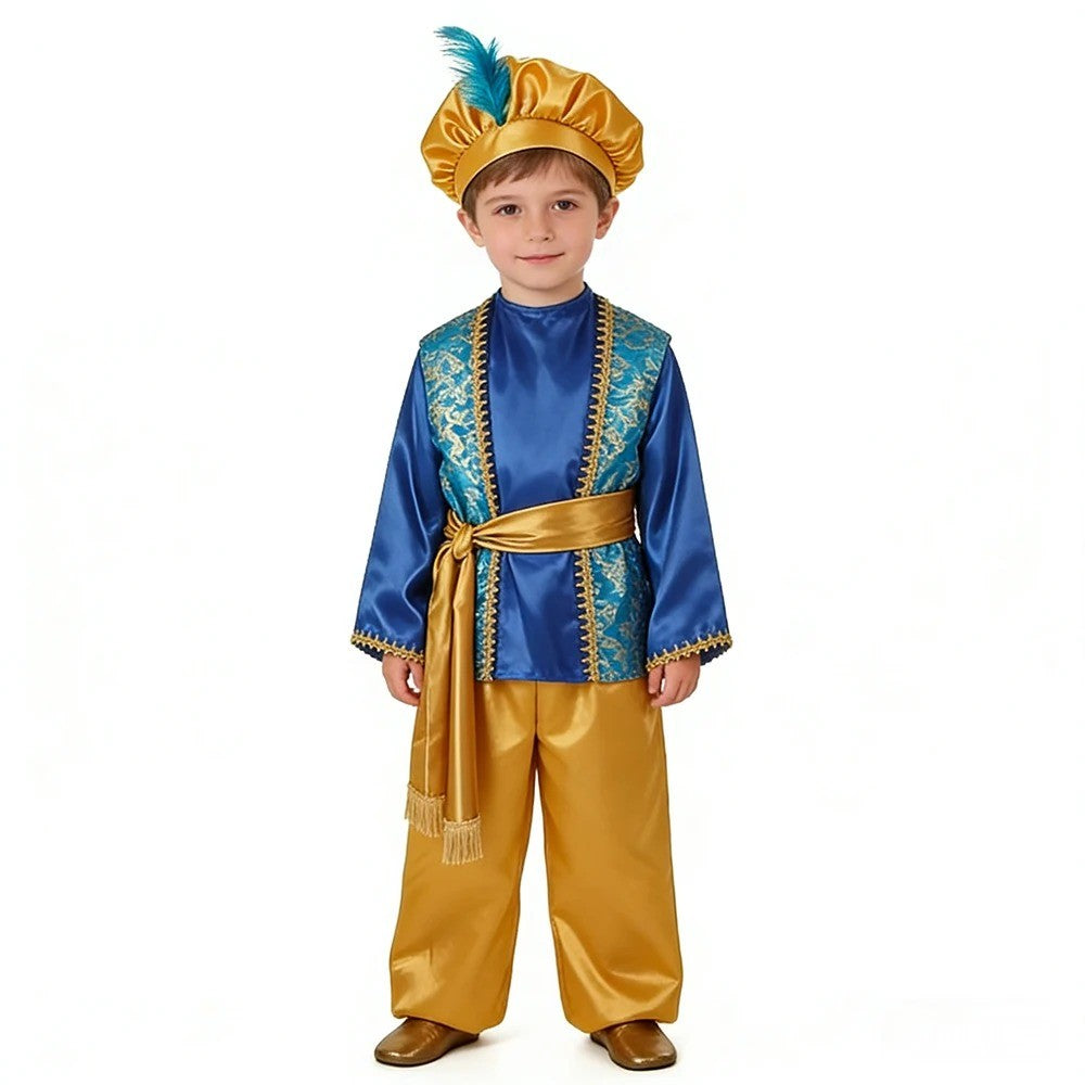 Boys India Arab Aladdin Cosplay Lamp genie costume Masquerade Party Halloween Carnival Party Costumes Arabian Prince Costume