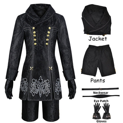 Anime Nier Automata Cosplay 9S Yorha 2B Cosplay Suit Male Women Outfit Wig Disguise Costume Plus Size Fancy Party Black Dress