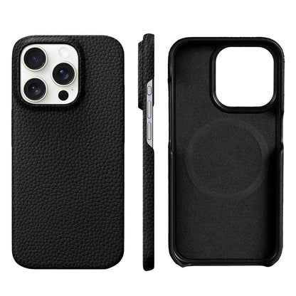 para Capa Magsafe para iPhone 17 15 16 Pro Max Air 17Pro Couro de Vaca Natural Lichia Protetor Magnético Capa Traseira de Luxo para Celular