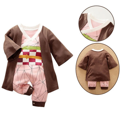 0-18 Months Anime Baby Rompers Newborn Cosplay Costume Infant Akatsuki Nezuko Tanjirou Cotton Clothes Boys Girls Kids Outfit