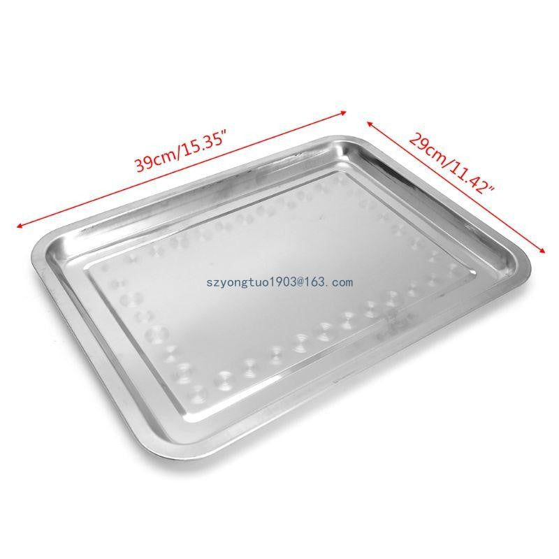 Stainless Steel Rectangular Plate Barbecue Grilled Fish Tray BBQ Container