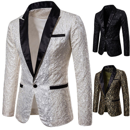 Men's Floral Party Dress Suit Stylish Dinner Jacket Bartender Wedding Blazer Holiday Gifts Prom Tuxedo Men's Coat Jacket