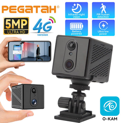 5MP 4G SIM Card Mini Camera Human Detection WiFi Camera Built-In 3000mAh Battery Security Surveillance Camcorder Video Recorder