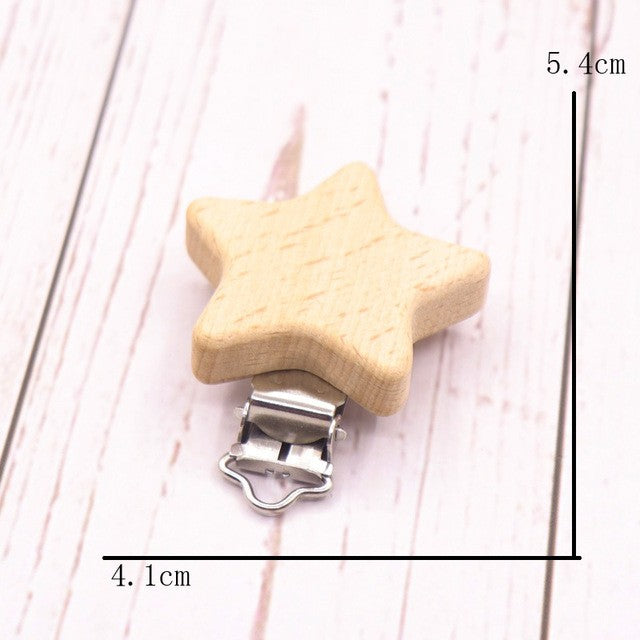 5PCS Wooden Rabbit Pacifier Clip Baby Accessories Wooden Animal Pacifier Metal Holder Elephant Pacifier Wooden Baby Teeth