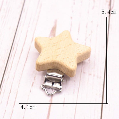 5PCS Wooden Rabbit Pacifier Clip Baby Accessories Wooden Animal Pacifier Metal Holder Elephant Pacifier Wooden Baby Teeth