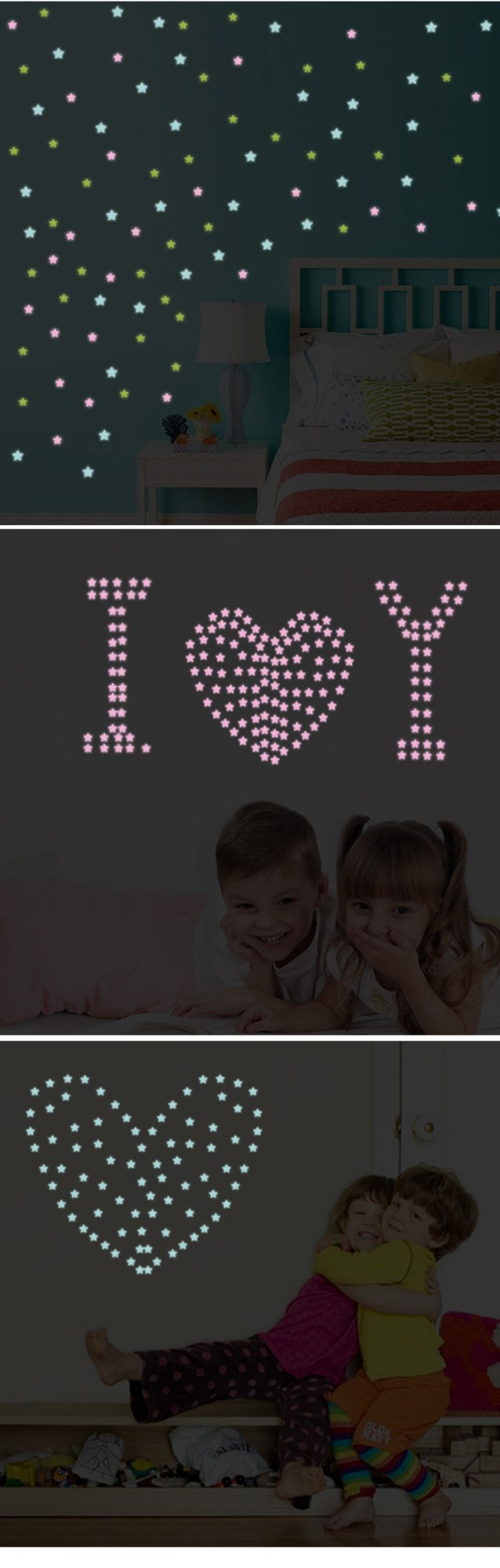 100pcs Luminous Wall Stickers Stars shine in the dark Sticker Decals for Kids Baby rooms Colorful Fluorescent Stickers Home deco