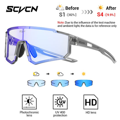 Óculos de Sol Fotocromáticos SCVCN Óculos de Ciclismo para Esportes ao Ar Livre Masculino Feminino MTB Escalada Óculos de Condução para Bicicleta Novo