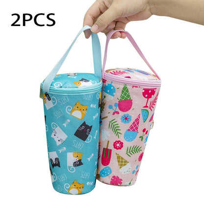 Baby Milk Bottle Insulation Bags Cartoon Portable Waterproof Feeding Bottle Thermal Bag Milk Warmer Cooler Stroller Hang Bags