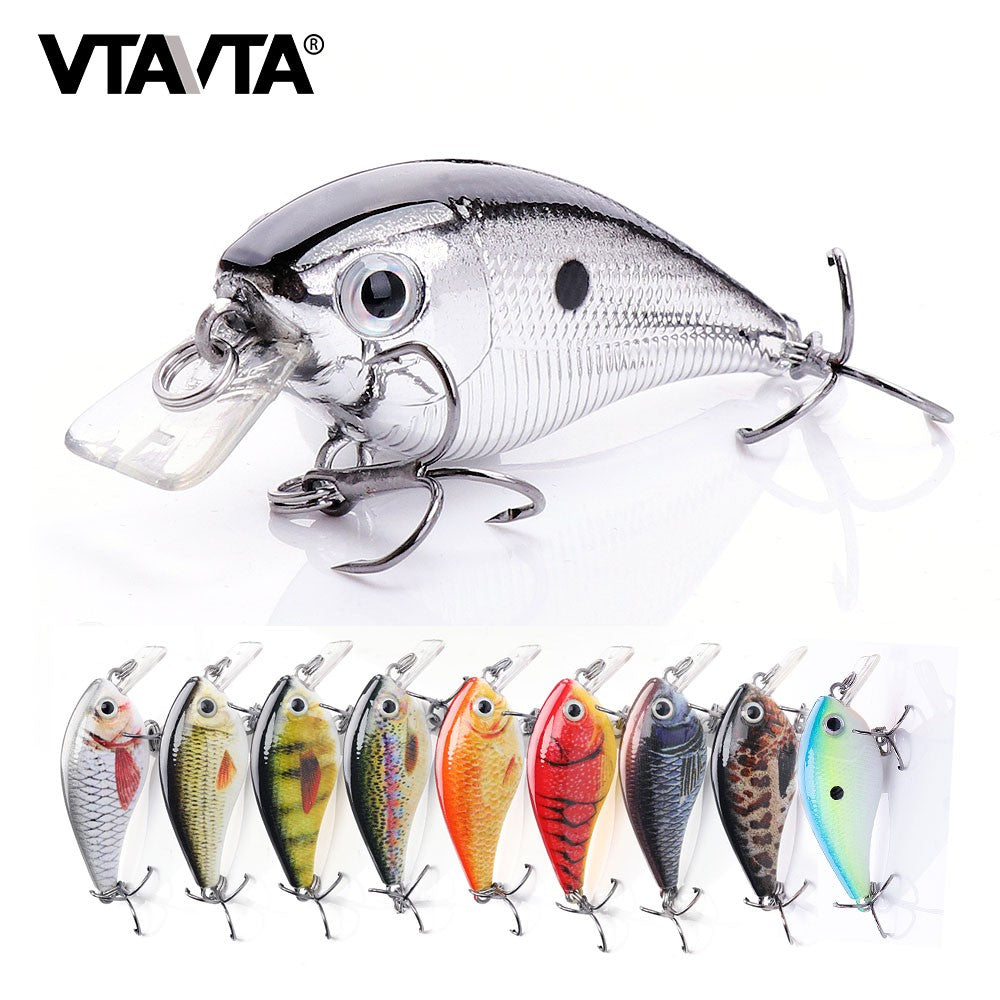 Iscas Artificiais Flutuantes VTAVTA 5cm/7cm Crankbaits para Pesca de Lucio e Robalo, Iscas Artificiais para Pesca, Material de Pesca