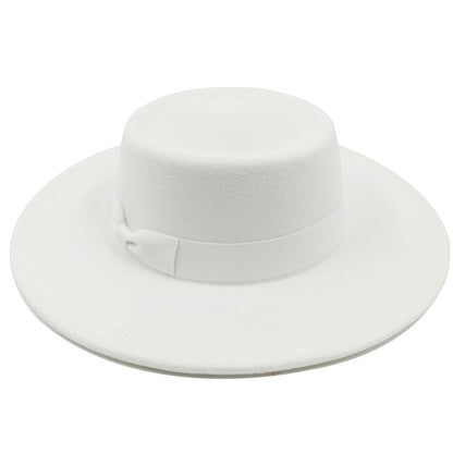 Chapéu Fedora unissex de inverno, superfície circular côncava e convexa, chapéu de jazz de feltro liso, elegante para homens e mulheres.