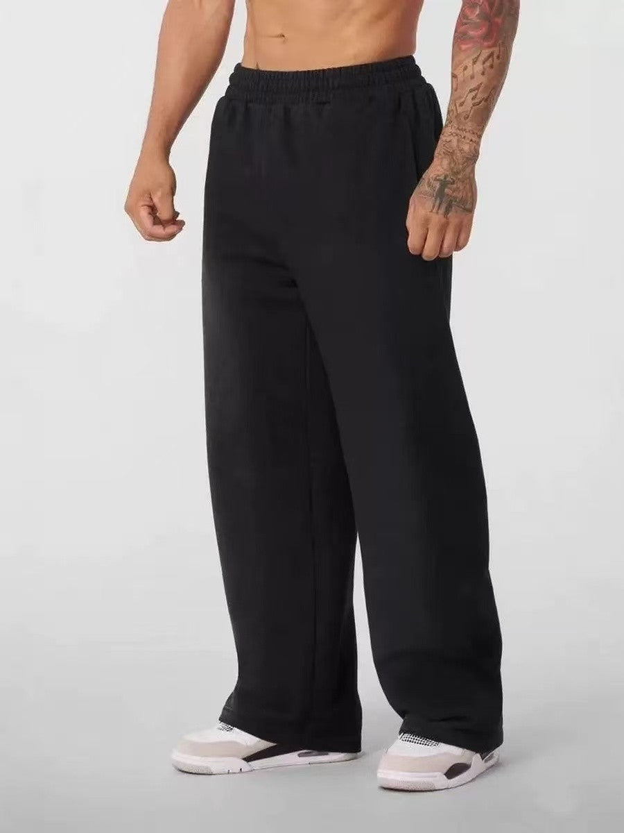 Men's Cotton Blend Elastic Waist Sports Casual Trousers Stretchy Sweatpants Solid Color Jogger for Daily Wear Running Streetwear