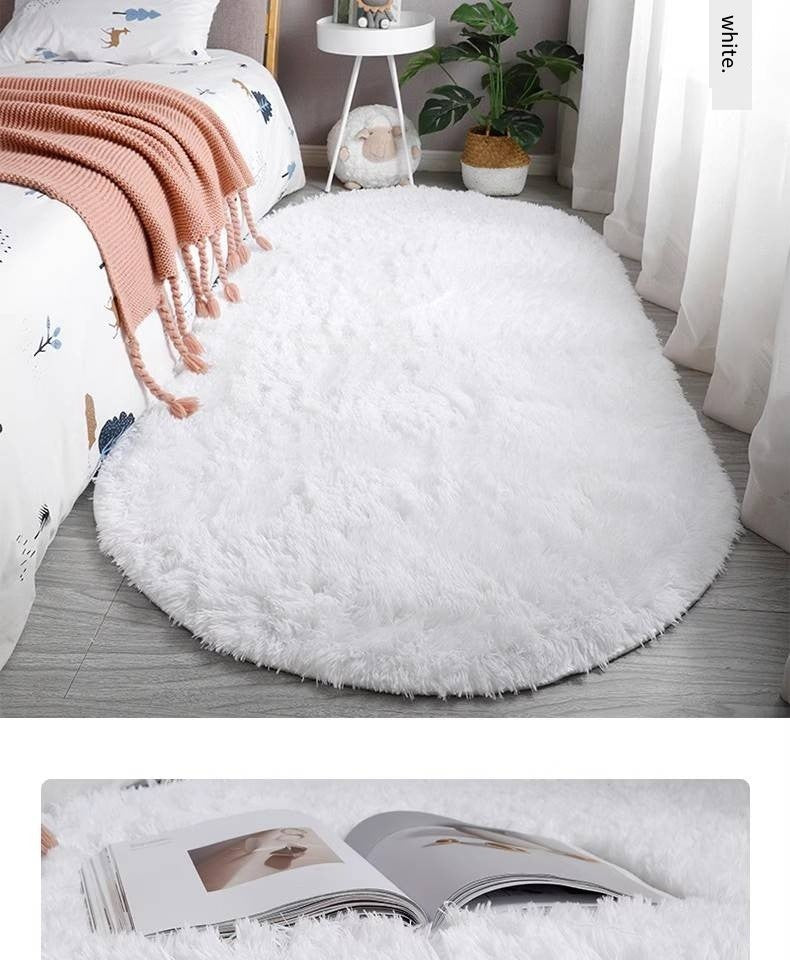 Tie-Dye Oval Living Room Rug Comfortable Soft Home Decor Floor Cushion Sofa Eend Table Bedroom Fluffy Non-Slip Plush Bed Rug