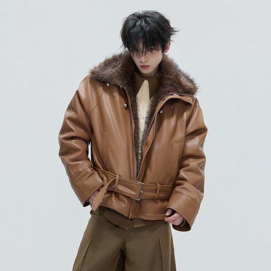 LUZHEN Winter Fashion High Quality Reversible Design Fur Liner Warm Leather Parka Men Original 2025 New Niche Padded Coat JY4797