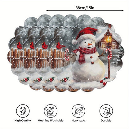 4pcs Christmas Placemats Dinner Table Cloth Plates Mat Resistant Table Mats Place Mat Christmas Party Tablecloth Decoration