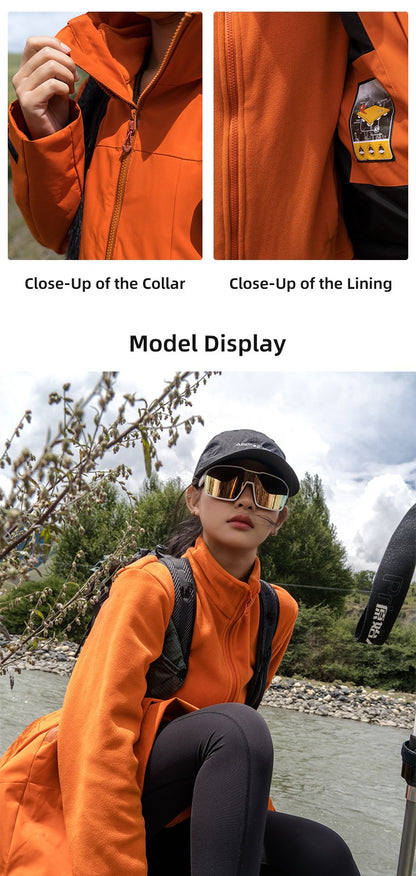 Nu-June Women's Winter Hiking Jacket 3 in 1 plus size Fleeced Clothing Men's Windbreaker Waterproof Hoodie Jackets Outdoor