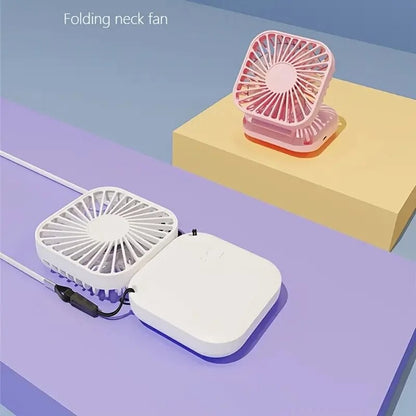 Mini Folding Hanging Neck Fan Foldable Hanging Neck Fan Mini Folding Personal Fan, 3 Speeds USB Charging For Travel Indoor And O