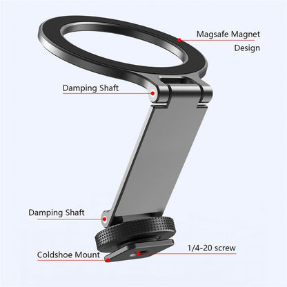 2025 Magnetic Cold Shoe Phone Holder Adapter with 1/4" Screw Magsafe Phone Tripod Mount for iPhone 16-12 DSLR Camera Monitor