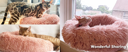 Cama para animais de estimação macia e quente com pelúcia longa, adequada para animais de estimação de pequeno a médio porte, adequada para gatos e cães, lavável na máquina