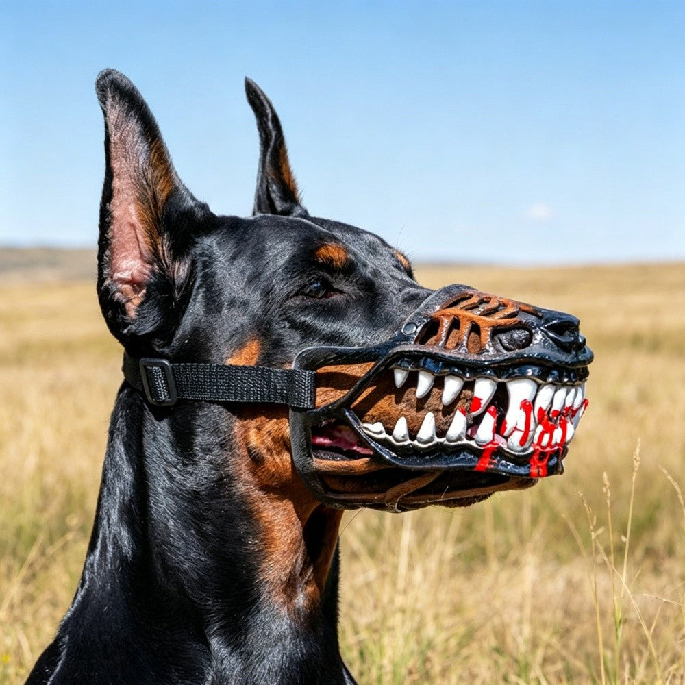 Scary Bloody Dog Muzzle for Halloween,Hilarious Dog Costume Muzzle with Large Horror Teeth, Covering Party Comedy Accessory